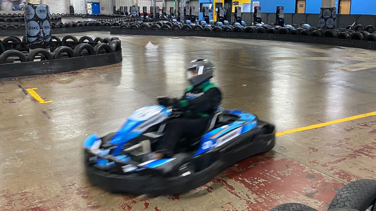 Go Kart racing around the track