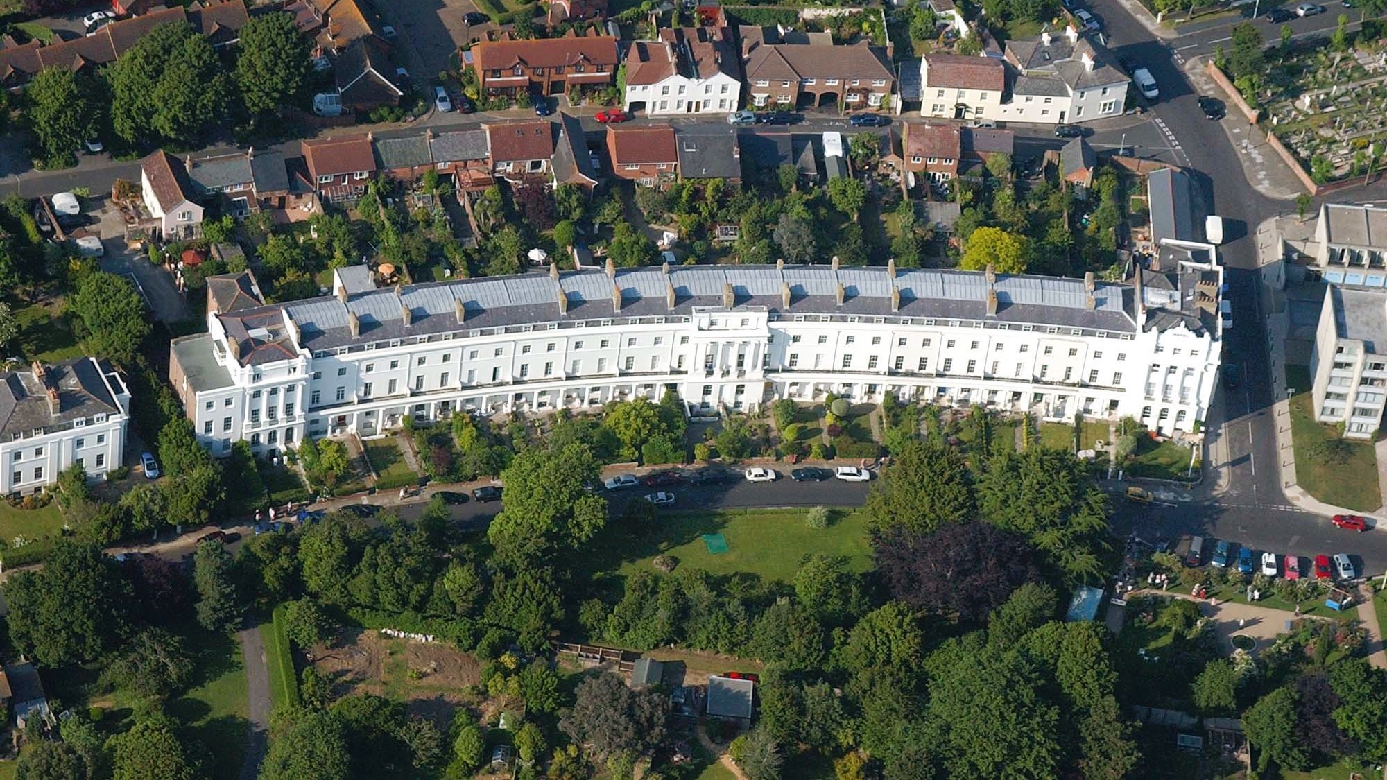 An aerial view of The Crescent