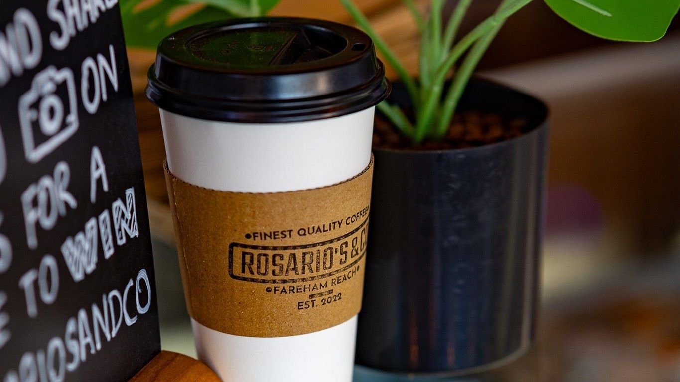 Coffee cup at Rosario's & Co